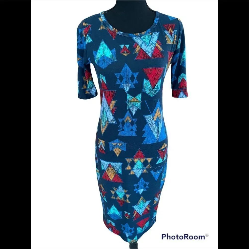 Lularoe Julia patterned sheath dress, size XS
